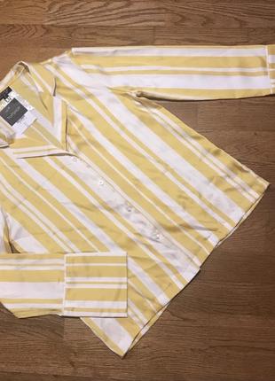 Стильная сатиновая блузка в полоску, р. xs-s2 фото