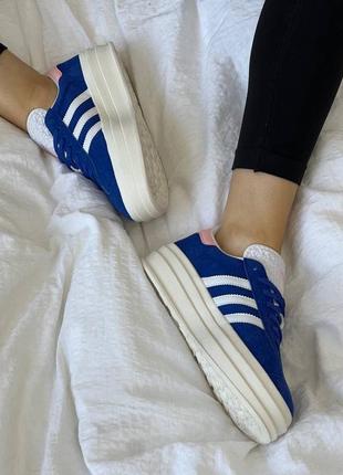 Женские кроссовки adidas gazelle bold blue/pink6 фото