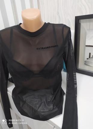 Водолазка лонгслив сетка bershka m