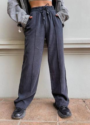 100% котон штани спортивні в стилі massimo dutti палаццо графіт сірий