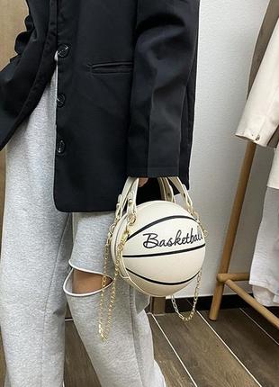 Жіноча кругла сумка basketball м'яч на ланцюжку біла4 фото