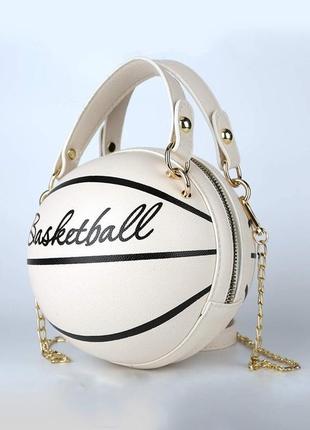 Жіноча кругла сумка basketball м'яч на ланцюжку біла6 фото