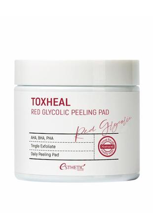 Пилинг-диски для лица с гликолевой кислотой esthetic house toxheal red glycolic peeling pad, 100 шт