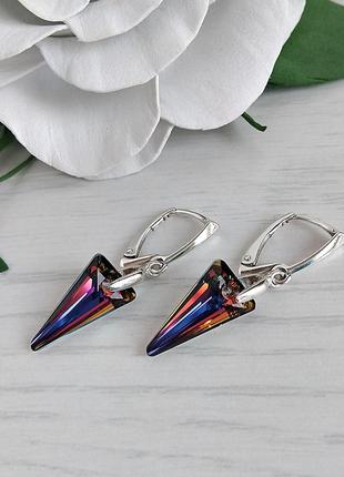 Сережки з кристалами swarovski шипи