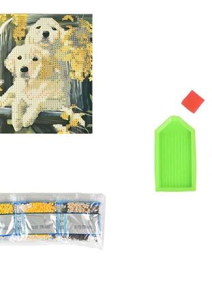 Алмазна мозаїка для дітей 7 років маленькі лабрадори strateg 18х18 см