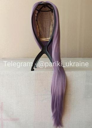 Нова фіолетова перука, довга, пряма, термостійка, без чубчика, парик4 фото