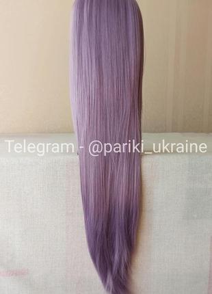 Нова фіолетова перука, довга, пряма, термостійка, без чубчика, парик3 фото