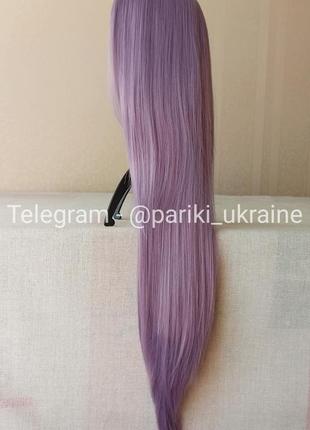 Нова фіолетова перука, довга, пряма, термостійка, без чубчика, парик5 фото