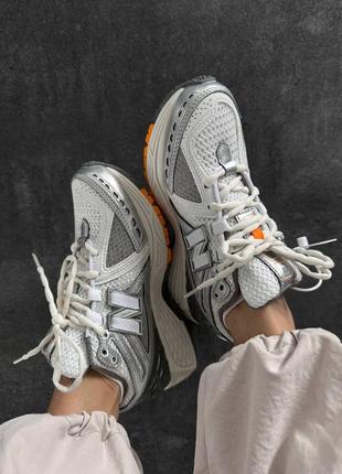 Женские кроссовки new balance 1906 silver white orange консультация серебристого с белым и оранжевым цветами8 фото