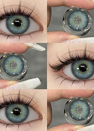 Цветные линзы голубые wusu + контейнер для хранения в подарок