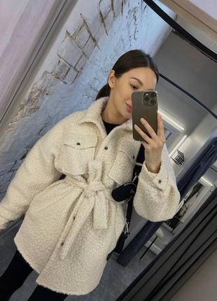 Куртка «барашек» с подкладом и поясом