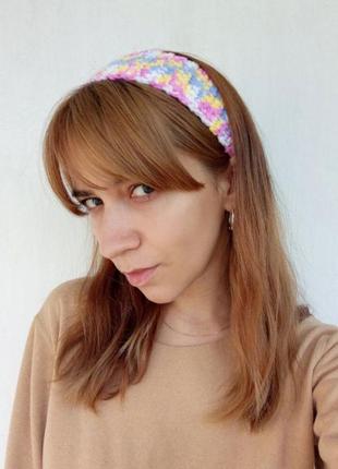 Вязаная повязка для волос, headband, бандана, ручная работа