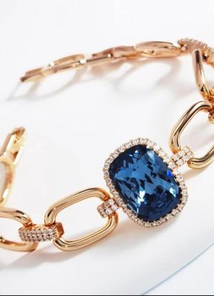 Брендовий браслет  xuping з кристалами swarovski, основний кристал синього кольору