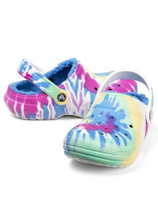 Кроксы утепленные classic lined tie dye clog 41 комбинированный crocs