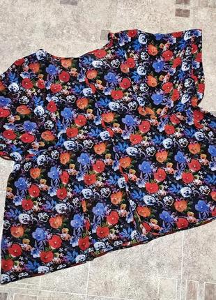 Новая шифоновая блузка свободного покроя в цветы м 467 фото