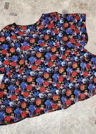 Новая шифоновая блузка свободного покроя в цветы м 465 фото