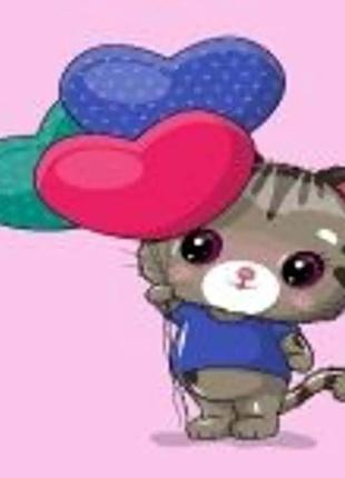 Алмазна мозаїка для дітей 7 років кіт із кульками strateg 10х15 см