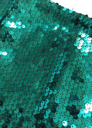 Зеленая юбка мини в пайетки/блестящая4 фото