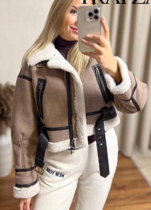 Коротка дубленка дублянка zara