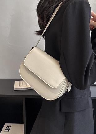Женская сумка 8575  кросс-боди белая молочная3 фото