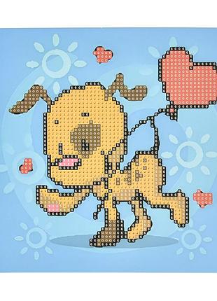 Алмазна мозаїка для дітей 7 років щасливий песик strateg 18х18 см