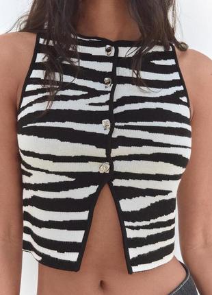 Однотонний укорочений трикотажний топ zara