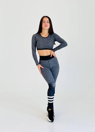 Качественный женский фитнес костюм gray