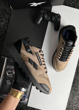 Мужские кроссовки reebok classic leather new black wood