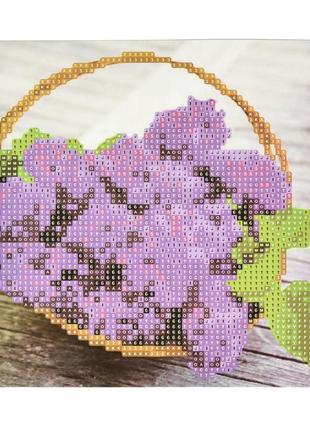 Алмазна мозаїка для дітей 7 років бузок в кошику strateg 18х18 см