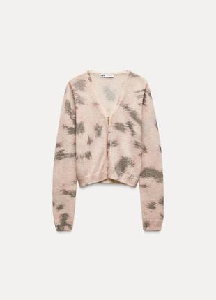 Кардиган женский бежевый с принтом zara new