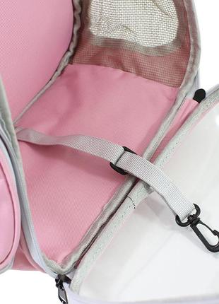 Рюкзак-переноска для кішок taotaopets 253304 panoramic pink 35*25*42 cm контейнер з ілюмінатором4 фото