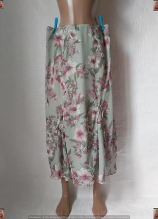 Фірмова debenhams спідниця міді в ніжному м'ятному кольорі у квітковому принті, розмір 2-3хл
