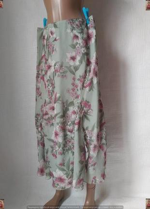 Фирменная debenhams юбка миди в нежном мятном цвете в цветочном принте, размер 2-3хл4 фото
