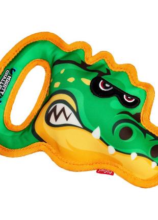 Іграшка для великих собак крокодил з пищалкою gigwi mighty challenge, зносостійкий текстиль, м, 25 см2 фото