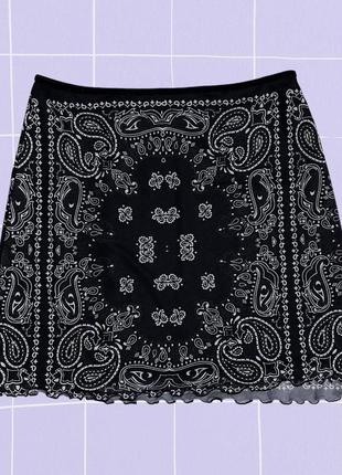 Короткая юбка в сетку в расцветке банданы2 фото