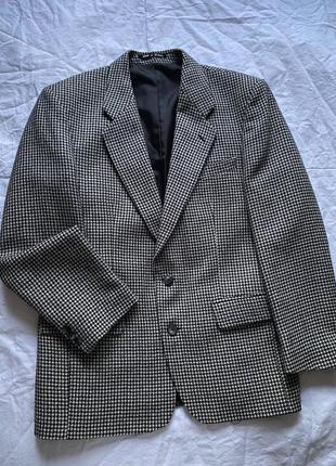 Качественный пиджак в гусиную лапку из 100% шерсти, трендовый, классический, базовый, оверсайз, с мужского плеча, шерстяной, длинный, теплый, обмен6 фото