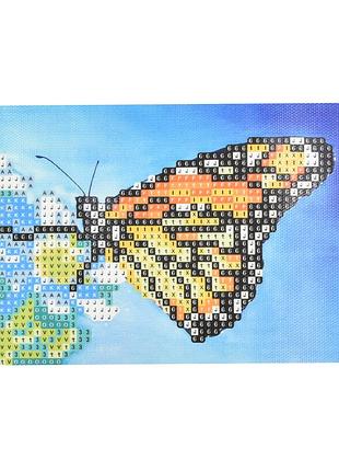 Алмазна мозаїка для дітей 7 років метелик на сітці strateg 10х15 см