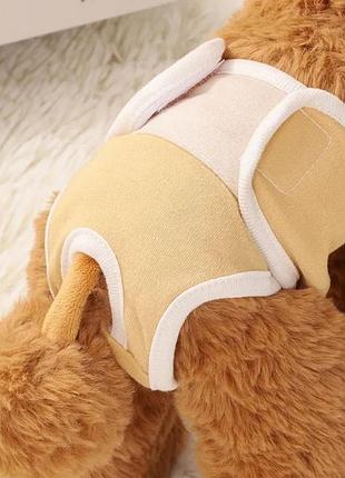 Трусы гигиенические для собак (девочек) l желтые (трикотаж)3 фото