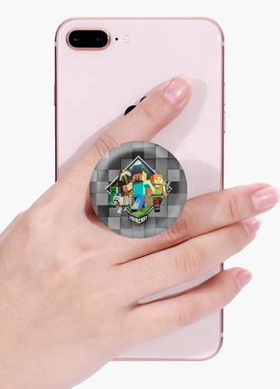 Попсокет (popsockets) держатель для смартфона майнкрафт (minecraft) (8754-1175)1 фото