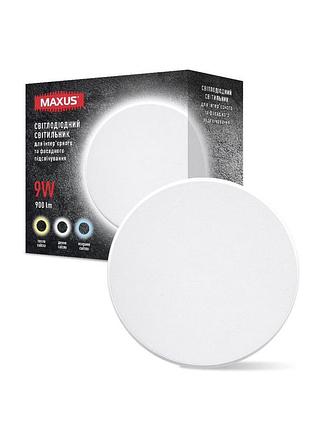 Світильник світлодіодний накладний maxus mwl 9w 3cct ip65 wh circle