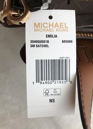 Сумка жіноча michael kors оригінал emilia small logo satchel коричнева в лого5 фото