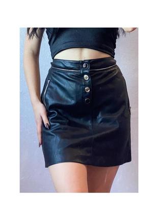 Актуальная юбка мини, эко кожа, стильная, модная, трендовая