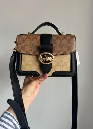 Coach georgie shoulder bag in blocked signature canvas, женская кожаная сумка, жеncкая кожаная сумка