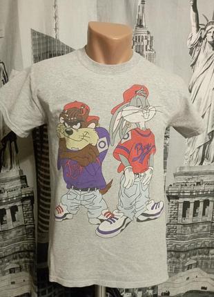 Футболка looney tunes tazmanian devil bugs bunny 1992 hip hop rap vintage