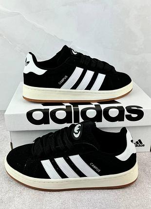 Женские кампусы черные кроссовки из натуральной замши демисезон