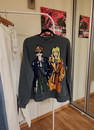 Оверсайз вываренный свитшот девочки zara