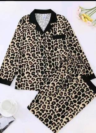 Женский домашний комплект лео женская пижама леопард s,m,l,xl