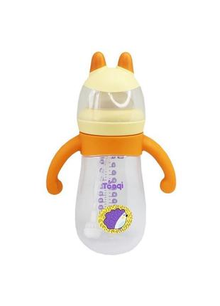 Бутылочка пластиковая с силиконовыми ручками mgz-0200(yellow) 260 мл