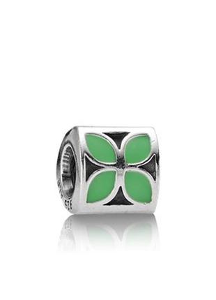 Срібна намистина (шарм) для браслета пандора  "клевер"