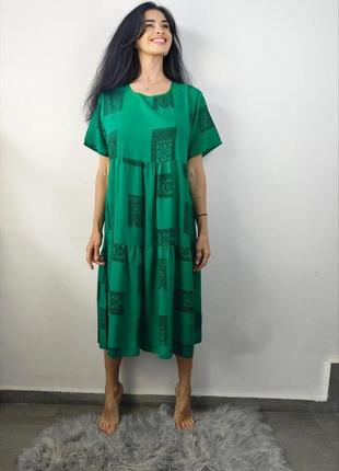 Яркое летнее женское платье зеленого цвета недорого